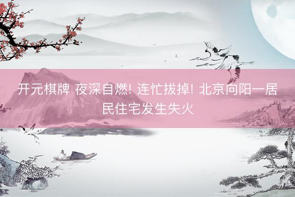 开元棋牌 夜深自燃! 连忙拔掉! 北京向阳一居民住宅发生失火